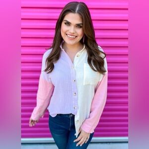 Chic Pastel Button-Down Shirt